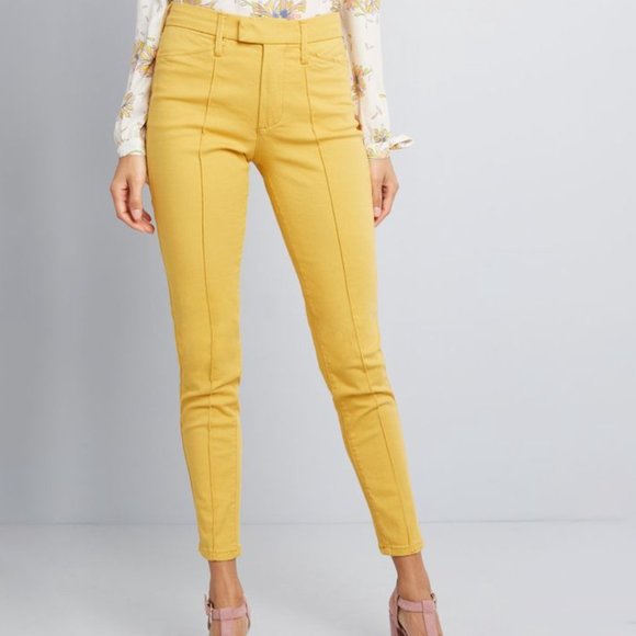 Modcloth Pants - NEW Modcloth Mustard Yellow Richmond Reverse Seam Ankle Slim Fit Pants Sz 8